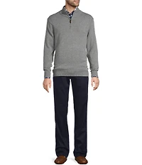 Roundtree & Yorke Big & Tall Mock Neck Long Sleeve Solid Quarter Zip Sweater Pullover