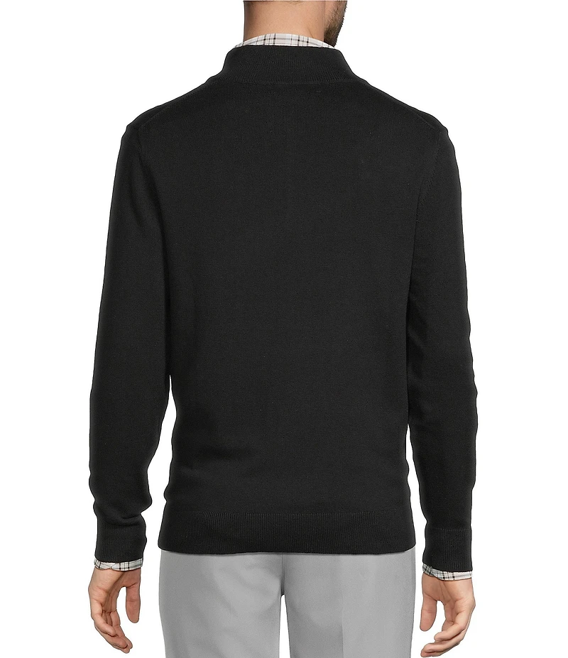 Roundtree & Yorke Big & Tall Mock Neck Long Sleeve Solid Quarter Zip Sweater Pullover