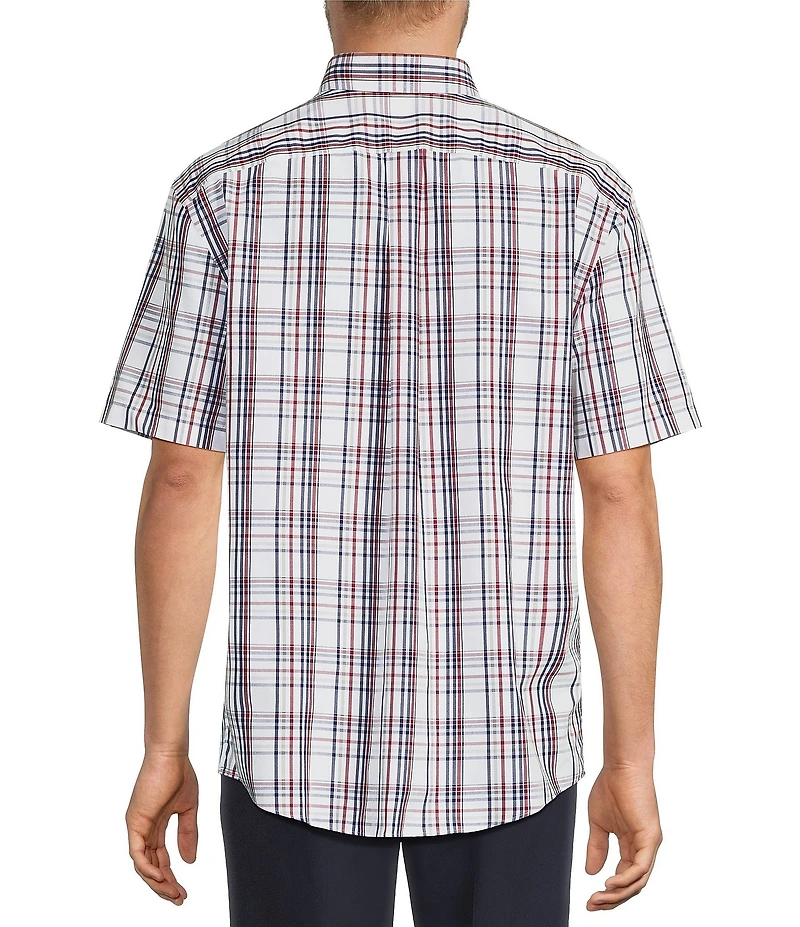 Roundtree & Yorke Big & Tall Non-Iron Short Sleeve Large Plaid Poplin Sport Shirt