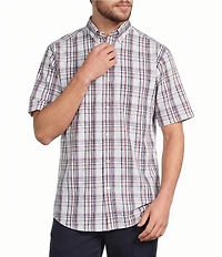 Roundtree & Yorke Big & Tall Non-Iron Short Sleeve Large Plaid Poplin Sport Shirt