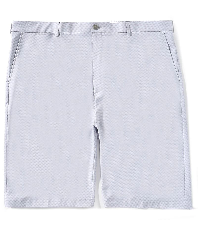 Roundtree & Yorke Big & Tall Performance Classic Fit Flat Front 9#double;-11#double; Tonal Geo Printed Shorts