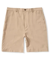 Roundtree & Yorke Big & Tall Performance Flat Front Partial E-Waist 7#double; Inseam Shorts