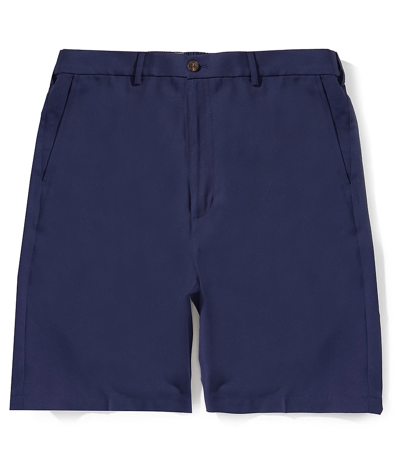 Roundtree & Yorke Big & Tall Performance Flat Front Partial E-Waist 7#double; Inseam Shorts