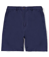 Roundtree & Yorke Big & Tall Performance Flat Front Partial E-Waist 7#double; Inseam Shorts