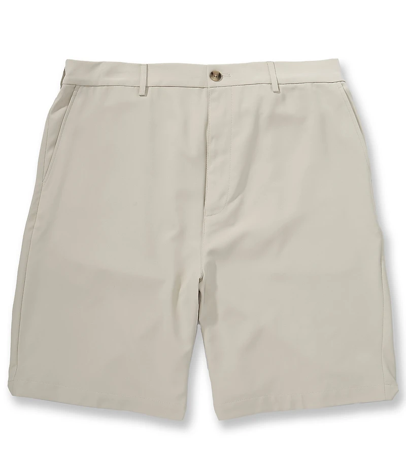 Roundtree & Yorke Big & Tall Performance Flat Front Partial E-Waist 7#double; Inseam Shorts