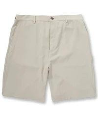 Roundtree & Yorke Big & Tall Performance Flat Front Partial E-Waist 7#double; Inseam Shorts