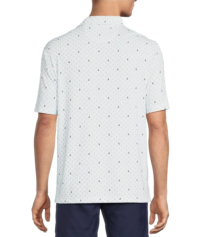 Roundtree & Yorke Big & Tall Performance Shark Print Short Sleeve Polo Shirt