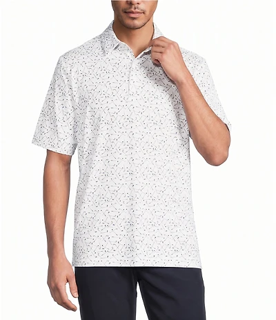 Roundtree & Yorke Big & Tall Performance Short Sleeve Clubs Print Golf Polo