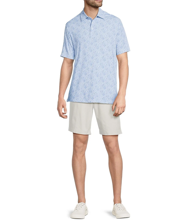 Roundtree & Yorke Big & Tall Performance Short Sleeve Diamond Print Polo Shirt