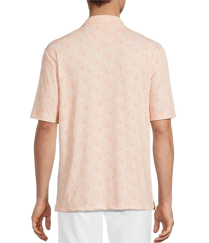 Roundtree & Yorke Big & Tall Performance Short Sleeve Diamond Print Polo Shirt