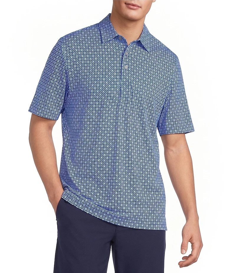 Roundtree & Yorke Big & Tall Performance Short Sleeve Geo Print Polo