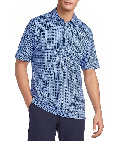 Roundtree & Yorke Big & Tall Performance Short Sleeve Geo Print Polo