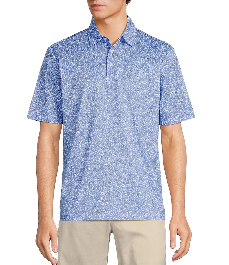 Roundtree & Yorke Big & Tall Performance Short Sleeve Stripe Print Polo Shirt