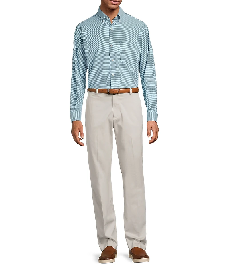 Roundtree & Yorke Big & Tall Performance Stretch The Traveler Long Sleeve Small Check Twill Sport Shirt