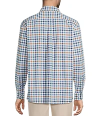 Roundtree & Yorke Big & Tall Performance The Traveler Long Sleeve Large Check Twill Sport Shirt
