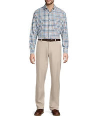 Roundtree & Yorke Big & Tall Performance The Traveler Long Sleeve Large Check Twill Sport Shirt