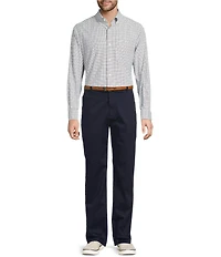 Roundtree & Yorke Big & Tall Performance The Traveler Long Sleeve Small Plaid Twill Sport Shirt