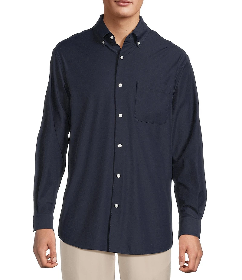 Roundtree & Yorke Big & Tall Performance The Traveler Long Sleeve Solid Twill Sport Shirt