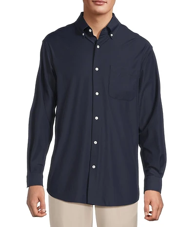 Roundtree & Yorke Big & Tall Performance The Traveler Long Sleeve Solid Twill Sport Shirt
