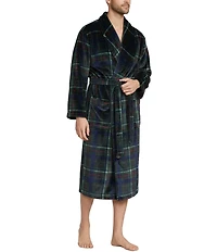 Roundtree & Yorke Big & Tall Printed Long Sleeve Shawl Collar Plush Robe