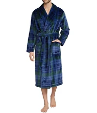 Roundtree & Yorke Big & Tall Printed Long Sleeve Shawl Collar Plush Robe