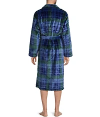 Roundtree & Yorke Big & Tall Printed Long Sleeve Shawl Collar Plush Robe