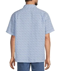 Roundtree & Yorke Big & Tall Short Sleeve Circle Print Linen Blend Sport Shirt