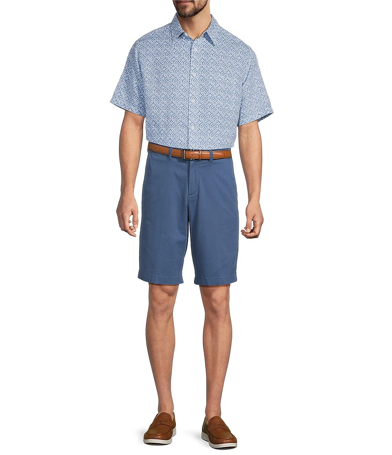 Roundtree & Yorke Big & Tall Short Sleeve Circle Print Linen Blend Sport Shirt