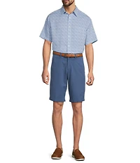 Roundtree & Yorke Big & Tall Short Sleeve Circle Print Linen Blend Sport Shirt