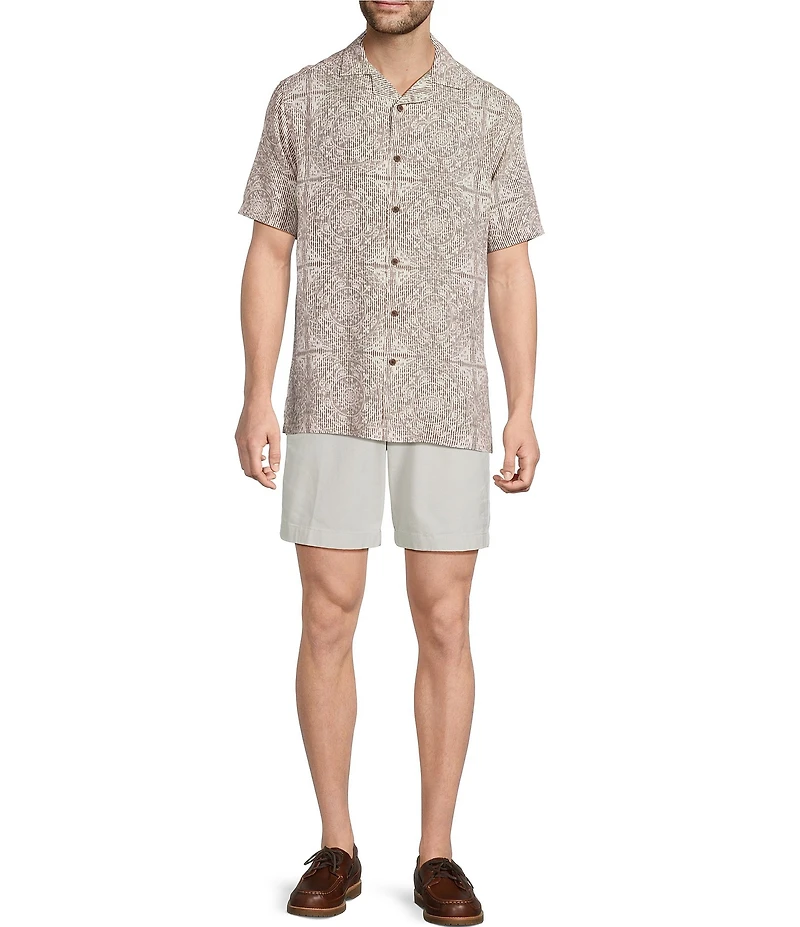 Roundtree & Yorke Big & Tall Short Sleeve Circle Print Polynosic Camp Sport Shirt