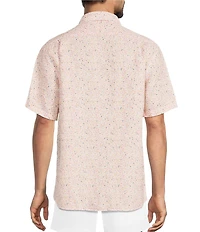 Roundtree & Yorke Big & Tall Short Sleeve Mosaic Print Linen Blend Sport Shirt