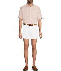 Roundtree & Yorke Big & Tall Short Sleeve Mosaic Print Linen Blend Sport Shirt