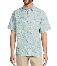 Roundtree & Yorke Big & Tall Short Sleeve Paisley Print Hangout Sport Shirt