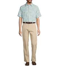 Roundtree & Yorke Big & Tall Short Sleeve Paisley Print Hangout Sport Shirt