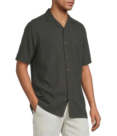 Roundtree & Yorke Big & Tall Short Sleeve Solid Polynosic Camp Sport Shirt