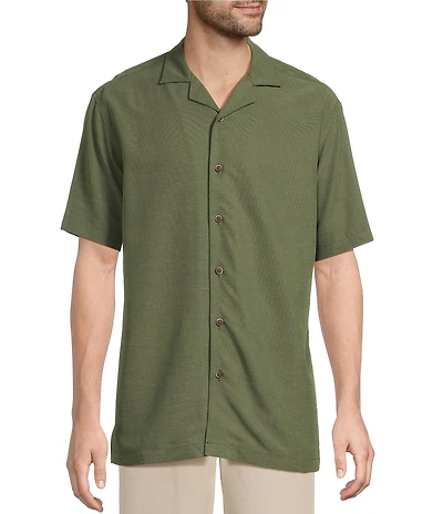 Roundtree & Yorke Big & Tall Short Sleeve Solid Polynosic Camp Sport Shirt