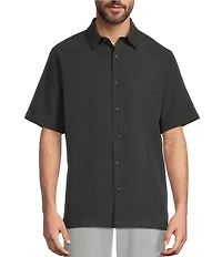 Roundtree & Yorke Big & Tall Short Sleeve Solid Polynosic Slub Sport Shirt
