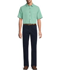 Roundtree & Yorke Big & Tall Short Sleeve Solid Polynosic Slub Sport Shirt