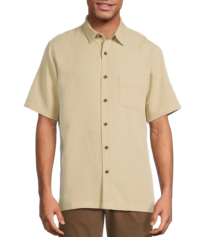 Roundtree & Yorke Big & Tall Short Sleeve Solid Polynosic Slub Sport Shirt