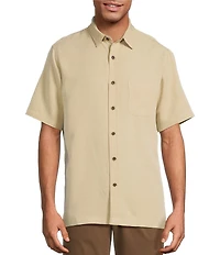 Roundtree & Yorke Big & Tall Short Sleeve Solid Polynosic Slub Sport Shirt