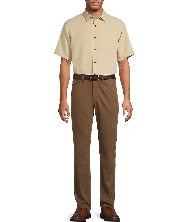 Roundtree & Yorke Big & Tall Short Sleeve Solid Polynosic Slub Sport Shirt