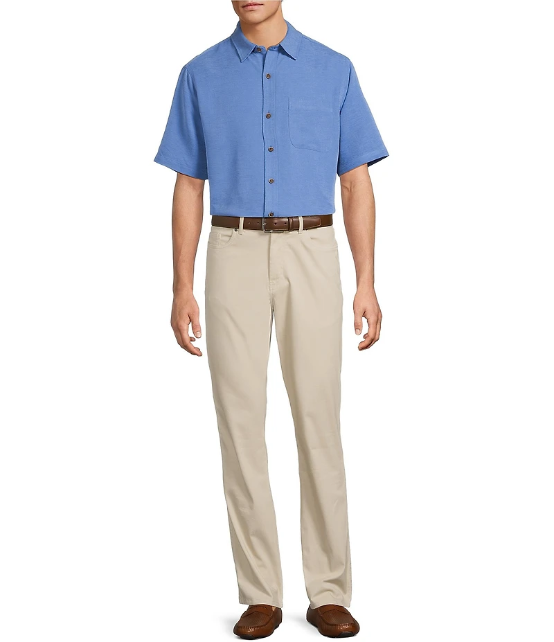 Roundtree & Yorke Big & Tall Short Sleeve Solid Polynosic Slub Sport Shirt