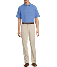 Roundtree & Yorke Big & Tall Short Sleeve Solid Polynosic Slub Sport Shirt