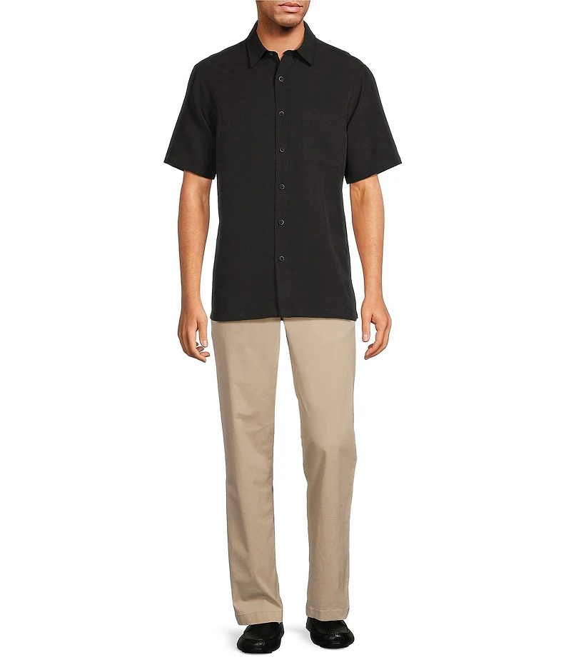Roundtree & Yorke Big & Tall Short Sleeve Solid Slub Sport Shirt