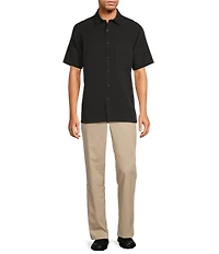 Roundtree & Yorke Big & Tall Short Sleeve Solid Slub Sport Shirt