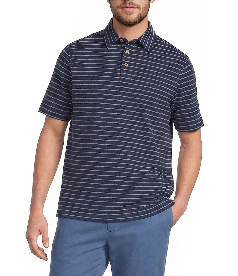 Roundtree & Yorke Big & Tall Short Sleeve Striped Polo Shirt