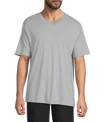 Roundtree & Yorke Big & Tall Short Sleeve Striped V-Neck Knit Shirt