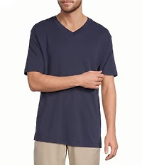 Roundtree & Yorke Big & Tall Short Sleeve Striped V-Neck Knit Shirt