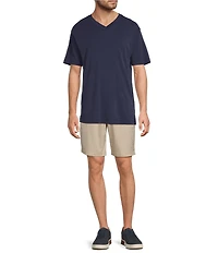 Roundtree & Yorke Big & Tall Short Sleeve Striped V-Neck Knit Shirt