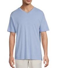 Roundtree & Yorke Big & Tall Short Sleeve Striped V-Neck Knit Shirt